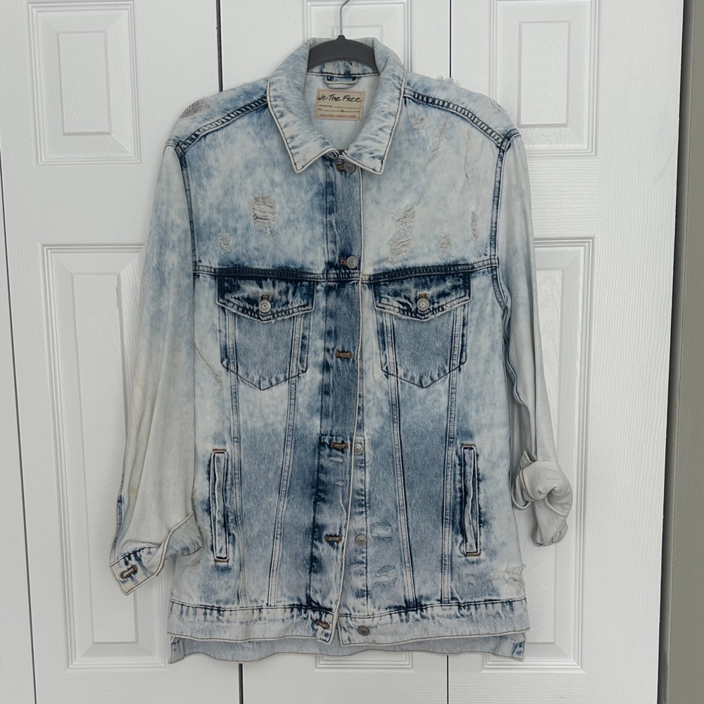 We The Free Light Blue Distressed Jean Jacket